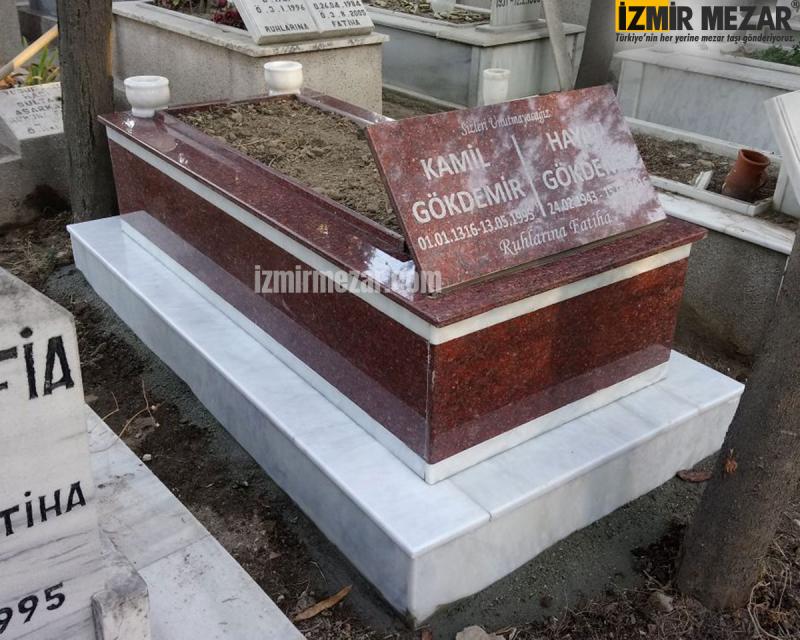 izG63 Kırmızı New Imperial Red Granit Mezar